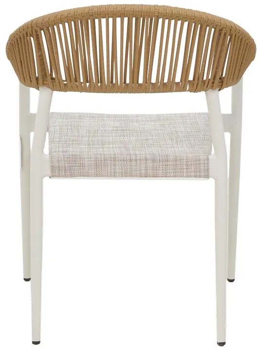Καρέκλα Πολυθρόνα Elation Αλουμινίου Στοιβαζόμενη με Λευκό σκελετό &amp; Textline Φυσικό rattan 57x56x78 εκ. 56x52x76 εκ.