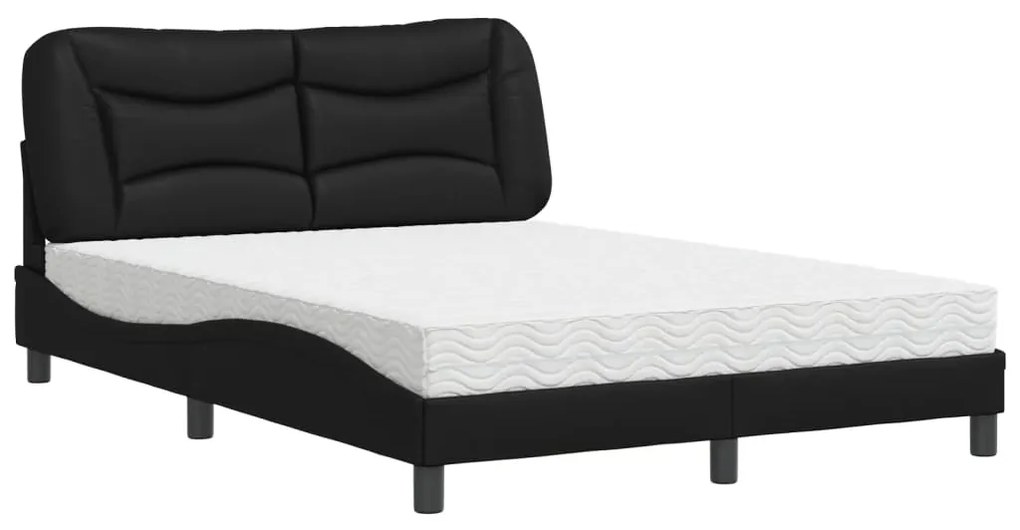 vidaXL Κρεβάτι με Στρώμα Μαύρο 140x200 εκ. από Συνθετικό Δέρμα