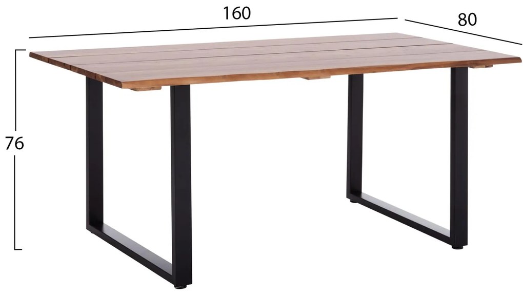 Τραπέζι Τραπεζαρίας FRIGGO Ξύλο Ακακίας πάχους 2,6 εκ. σε Φυσικό 160x80x76Υεκ. 160x80x76 εκ.