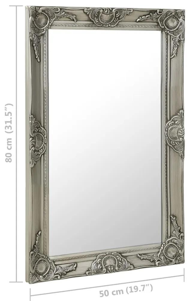 Καθρέφτης Τοίχου με Μπαρόκ Στιλ Ασημί 50 x 80 εκ. - Ασήμι