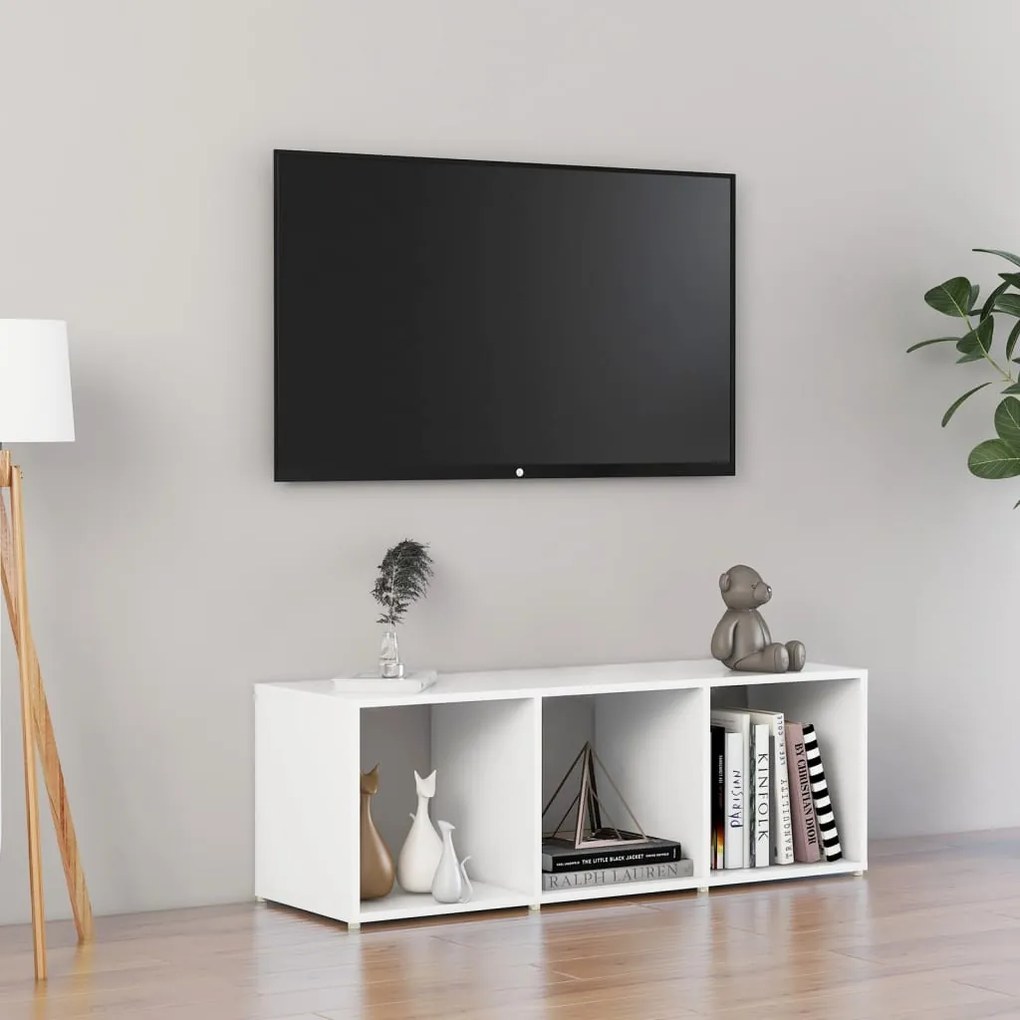vidaXL Έπιπλο Τηλεόρασης Λευκό 107 x 35 x 37 εκ. Μοριοσανίδα