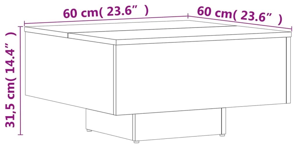 Τραπεζάκι Σαλονιού Sonoma Δρυς 60 x 60 x 31,5 εκ. Επεξ. Ξύλο - Καφέ