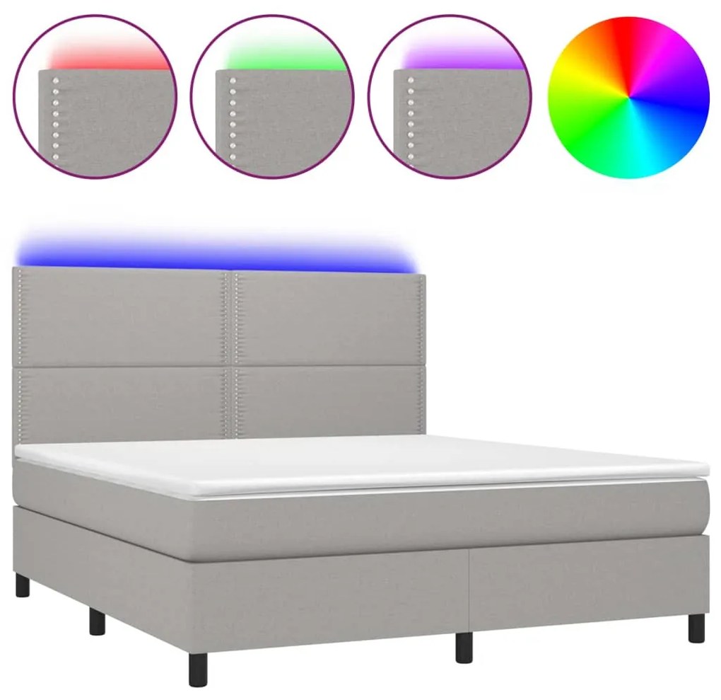 ΚΡΕΒΑΤΙ BOXSPRING ΜΕ ΣΤΡΩΜΑ &amp; LED ΑΝ.ΓΚΡΙ 180X200ΕΚ. ΥΦΑΣΜΑΤΙΝΟ 3134813