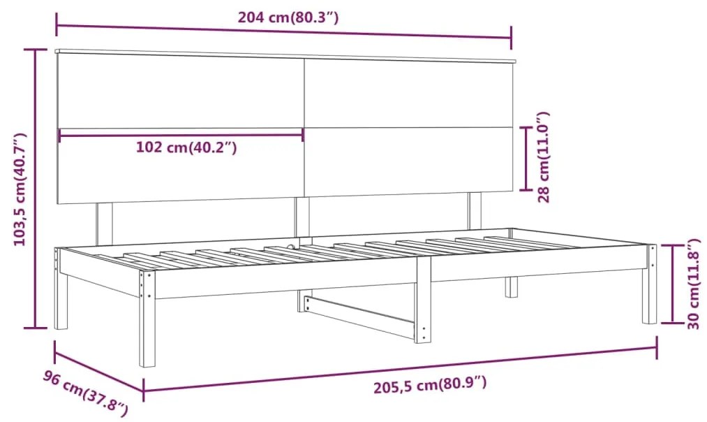 vidaXL Καναπές Κρεβάτι Χωρίς Στρώμα 90x200 εκ. Μασίφ Ξύλο Πεύκου