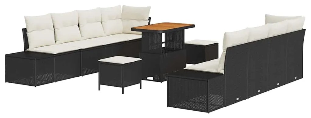 vidaXL Σετ Καναπέ Κήπου με μαξιλάρι 11 pcs Μαύρο Πολυ ράταν