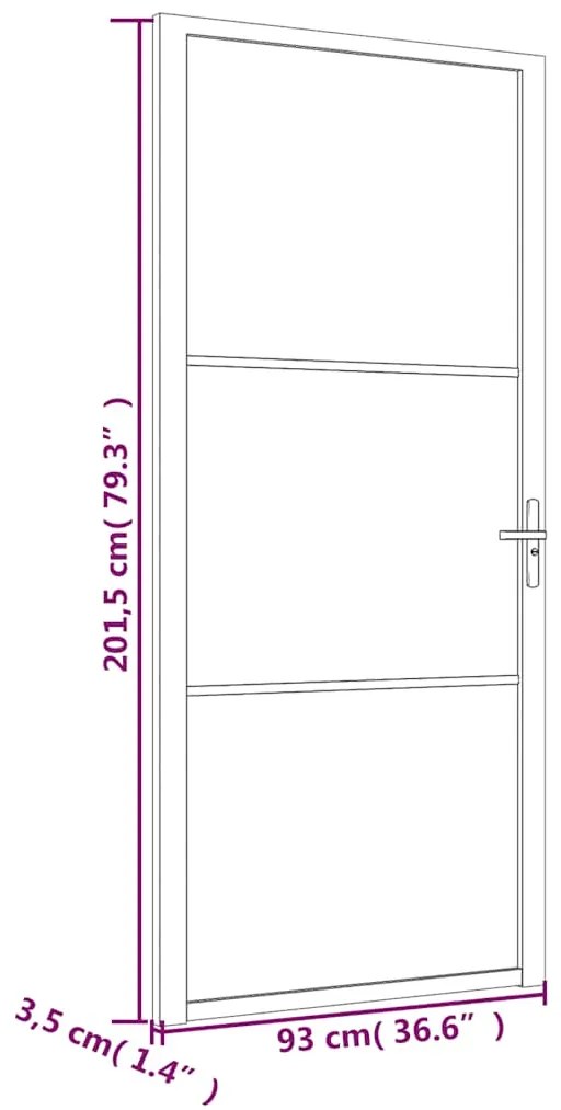 vidaXL Εσωτερική Πόρτα 93x201,5 εκ. Μαύρο Ματ Γυαλί και Αλουμίνιο