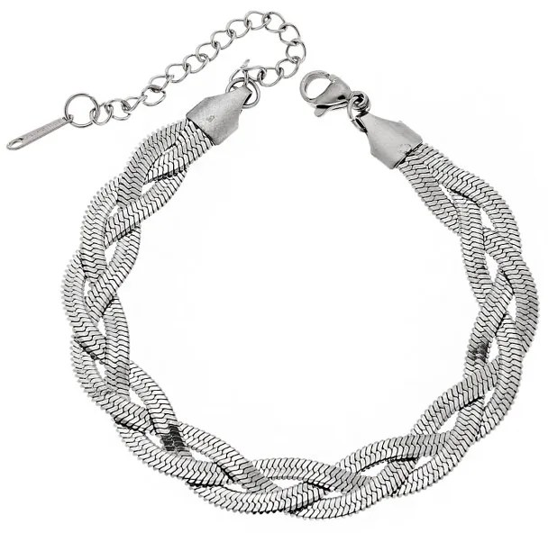 Βραχιόλι Senza Steel, πλεξούδα με τριπλή αλυσίδα