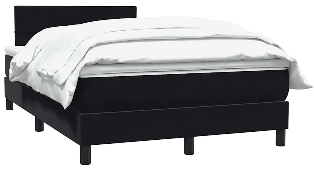 vidaXL Κρεβάτι Boxspring με Στρώμα Μαύρο 1120x210 εκ. Βελούδινο