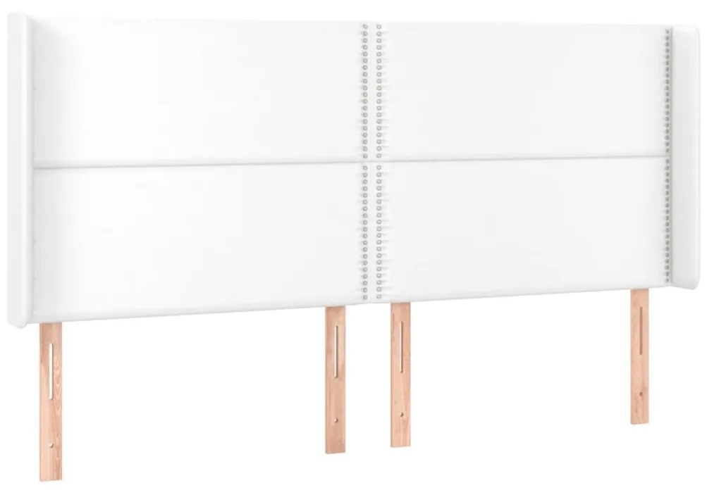 Κεφαλάρι με Πτερύγια Λευκό 183x16x118/128 εκ. Συνθετικό Δέρμα - Λευκό