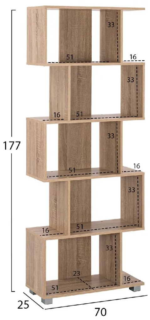 ΒΙΒΛΙΟΘΗΚΗ ΜΕΛΑΜΙΝΗΣ EZIR HM2385.02 SONAMA 70x25x177Υ εκ.