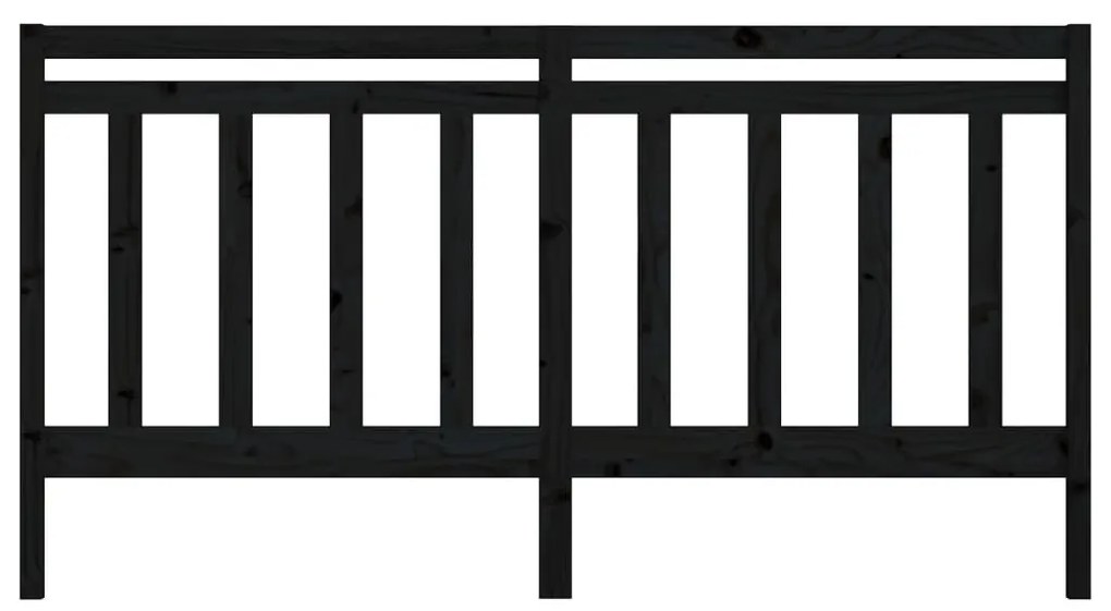vidaXL Κεφαλάρι Κρεβατιού Μαύρο 186 x 4 x 100 εκ. Μασίφ Ξύλο Πεύκου