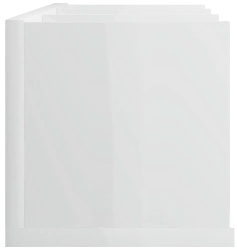 Ράφι Τοίχου για CD Γυαλιστερό Λευκό 75x18x18 εκ. Μοριοσανίδα - Λευκό