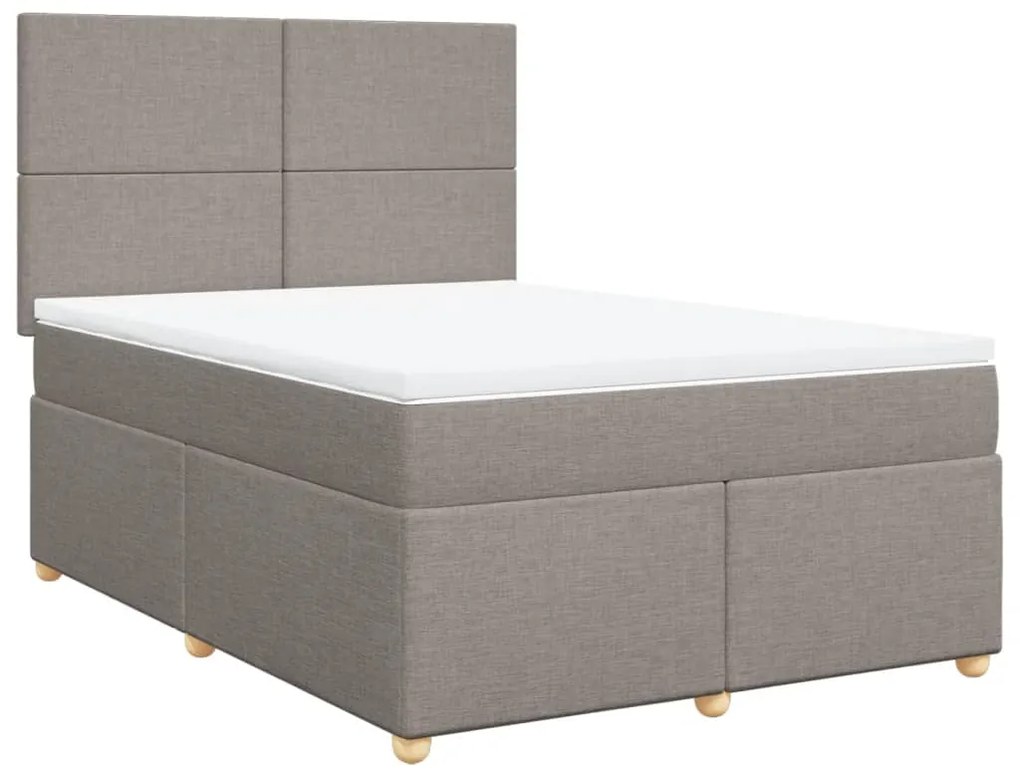 Κρεβάτι Boxspring με Στρώμα Taupe 160x200 εκ. Υφασμάτινο - Μπεζ-Γκρι