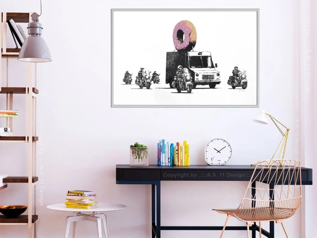 Αφίσα - Banksy: Donuts (Strawberry) - 30x20 - Χρυσό - Χωρίς πασπαρτού