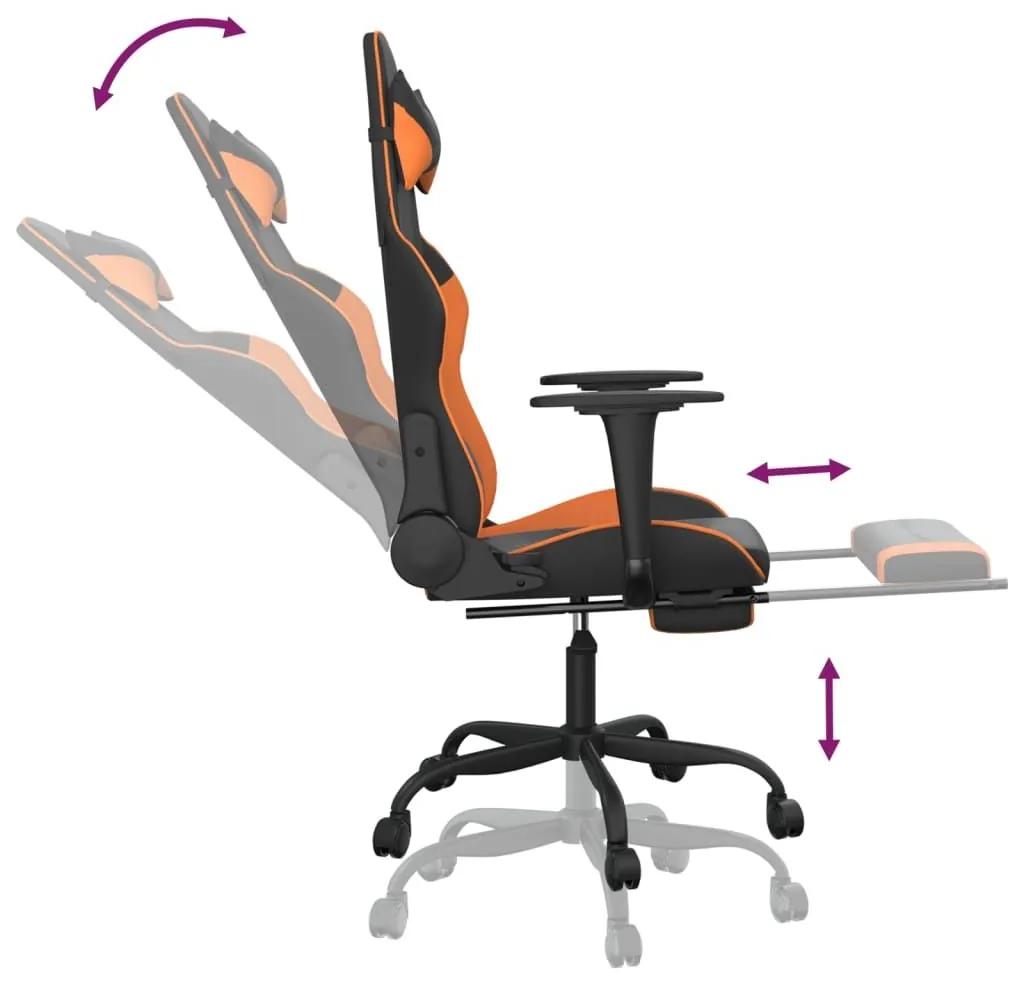 Καρέκλα Gaming Μασάζ Υποπόδιο Μαύρο Πορτοκαλί Συνθετικό Δέρμα - Πορτοκαλί