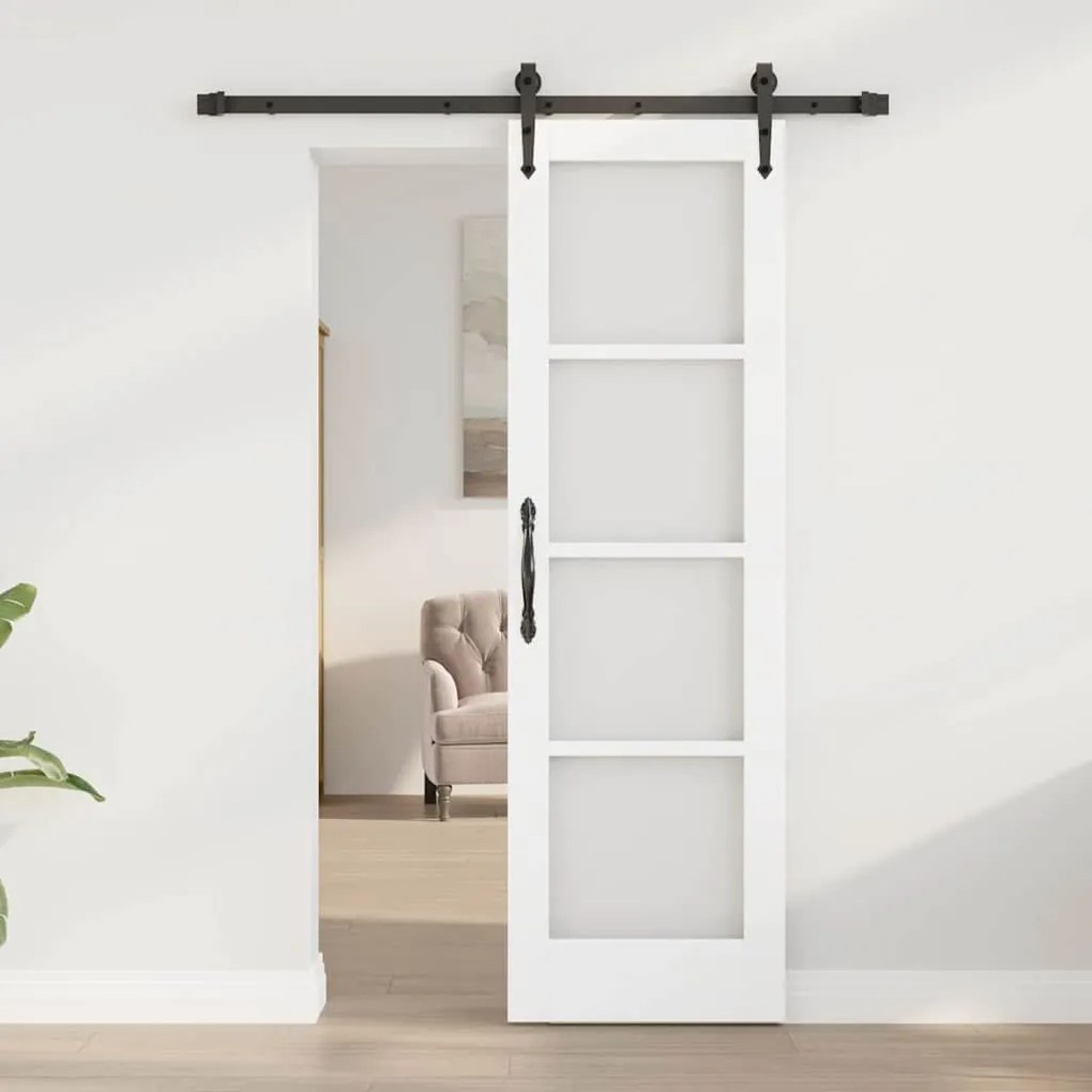 vidaXL Συρόμενη Πόρτα Λευκό 61 x 198.5 εκ. Ξύλο και μέταλλο