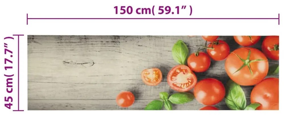 Χαλί Κουζίνας Πλενόμενο Σχέδιο Tomatoes 45 x 150 εκ. Βελούδινο - Γκρι