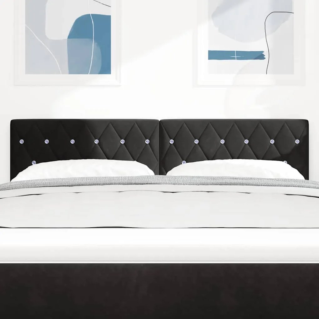 vidaXL Βελούδινο Κεφαλάρι Argyle με κεφαλάρι Μαύρο 140 cm Βελούδο