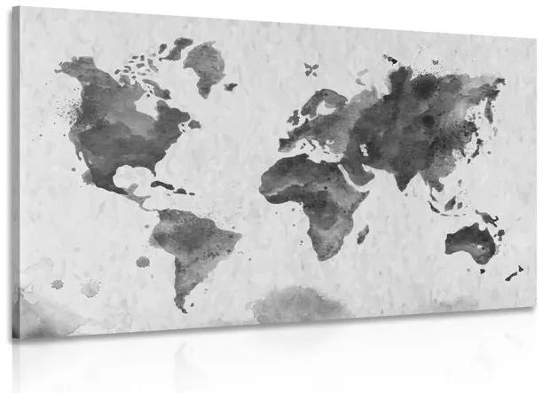 Εικόνα του παγκόσμιου χάρτη σε ρετρό στυλ σε ασπρόμαυρο σχέδιο - 120x80
