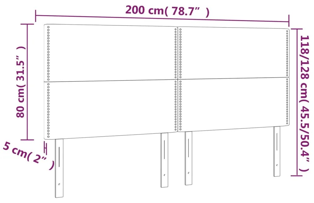 Κεφαλάρια Κρεβατιού 4 τεμ. Μαύρο 100x5x78/88 εκ. Βελούδινο - Μαύρο