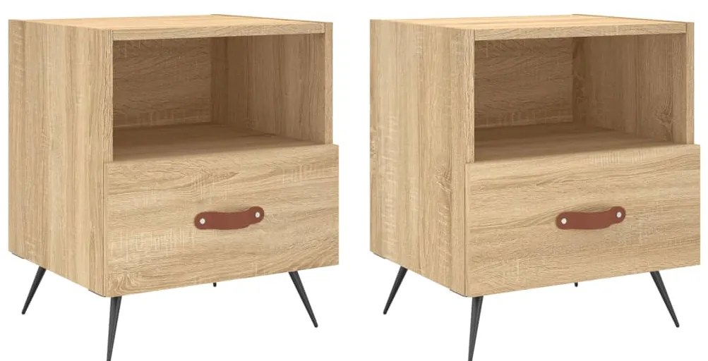 vidaXL Κομοδίνα 2 τεμ. Sonoma Δρυς 40 x 35 x 47,5 εκ. Επεξεργ. Ξύλο