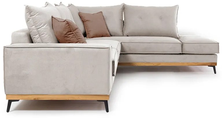Γωνιακός καναπές αριστερή γωνία Luxury II pakoworld ύφασμα cream-mocha 290x235x95εκ - Ύφασμα - 168-000015