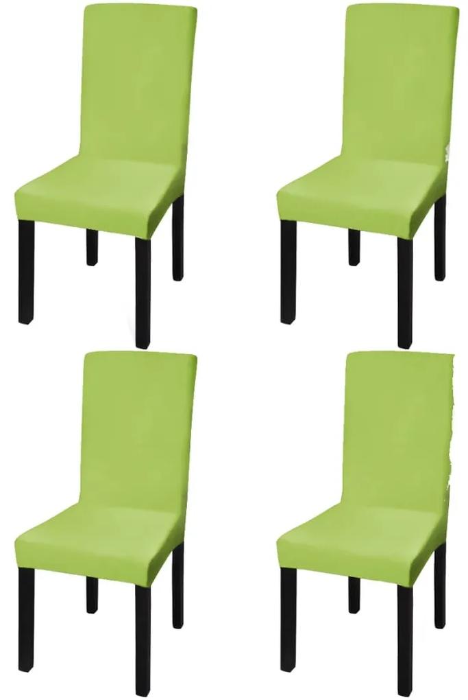 vidaXL Κάλυμμα Καρέκλας Ελαστικό Ίσιο 4 τεμ. Πράσινο