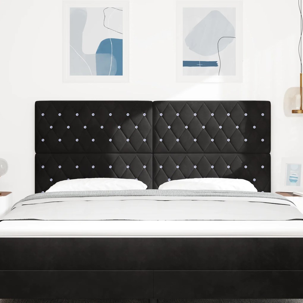 vidaXL κεφαλάρι  Κρυστάλλινη Κουμπί Tufted Μαύρο 180 εκ. Βελούδινο