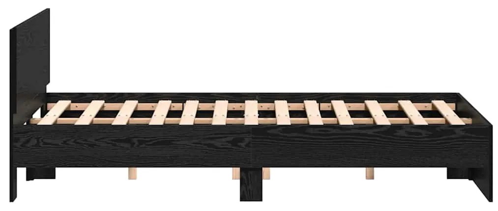 vidaXL Σκελετός Κρεβατιού με κεφαλάρι Μαύρη Οξυά 203 x 185 x 70 εκ