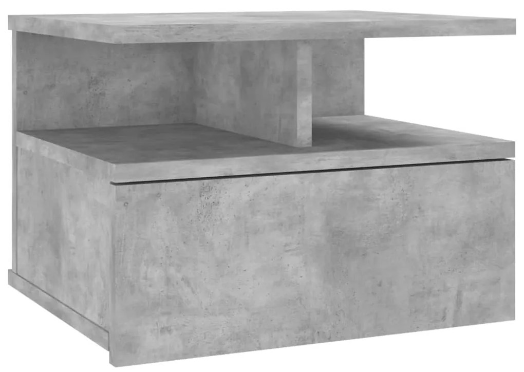 Κομοδίνα Κρεμαστά 2τεμ. Γκρι Σκυροδ. 40x31x27εκ. από Επεξ. Ξύλο 800414