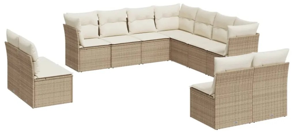 vidaXL Σαλόνι Κήπου Σετ 11 τεμ. Μπεζ Συνθετικό Ρατάν με Μαξιλάρια