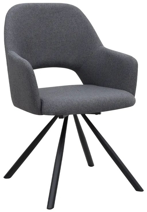 Πολυθρόνα τραπεζαρίας Gabriel Megapap γκρι ύφασμα - μεταλλικό μαύρο πόδι 58x60x85εκ.