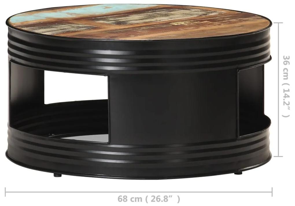 vidaXL Τραπέζι Σαλονιού Μαύρο 68 x 68 x 36 εκ. Μασίφ Ανακυκλωμένο Ξύλο