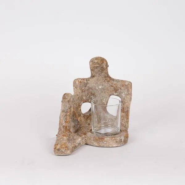 Κηροπήγιο Polyresin Καφέ 24x16,5x20εκ. ESTHETI 819-00520