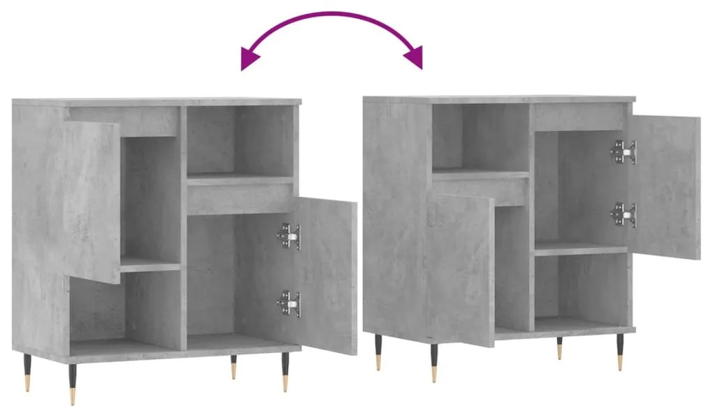 Ντουλάπι Γκρι Σκυροδέματος 60x35x70 εκ. Επεξεργασμένο Ξύλο - Γκρι