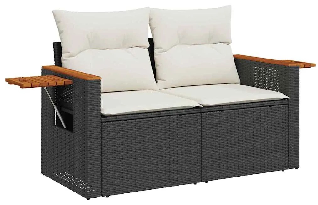 vidaXL Σετ Καναπέ Κήπου με μαξιλάρι 8 pcs Μαύρο και Κρέμα