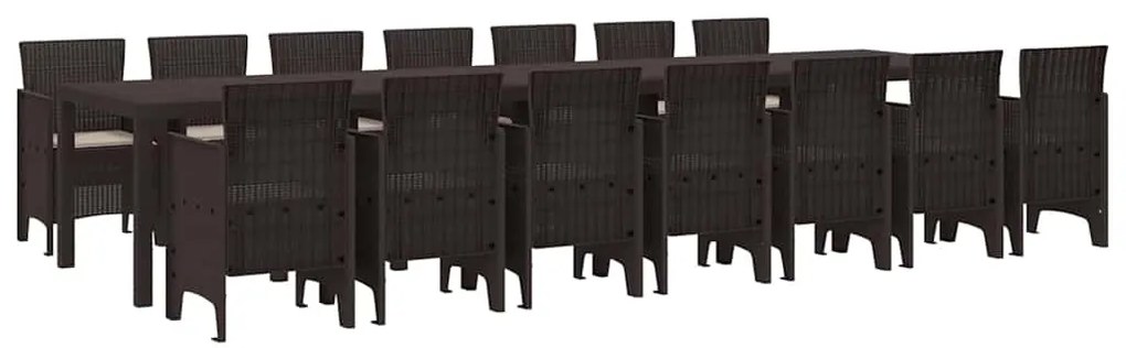 vidaXL Σέτ φαγητού για κήπο 15 pcs Καφέ Rattan Polt