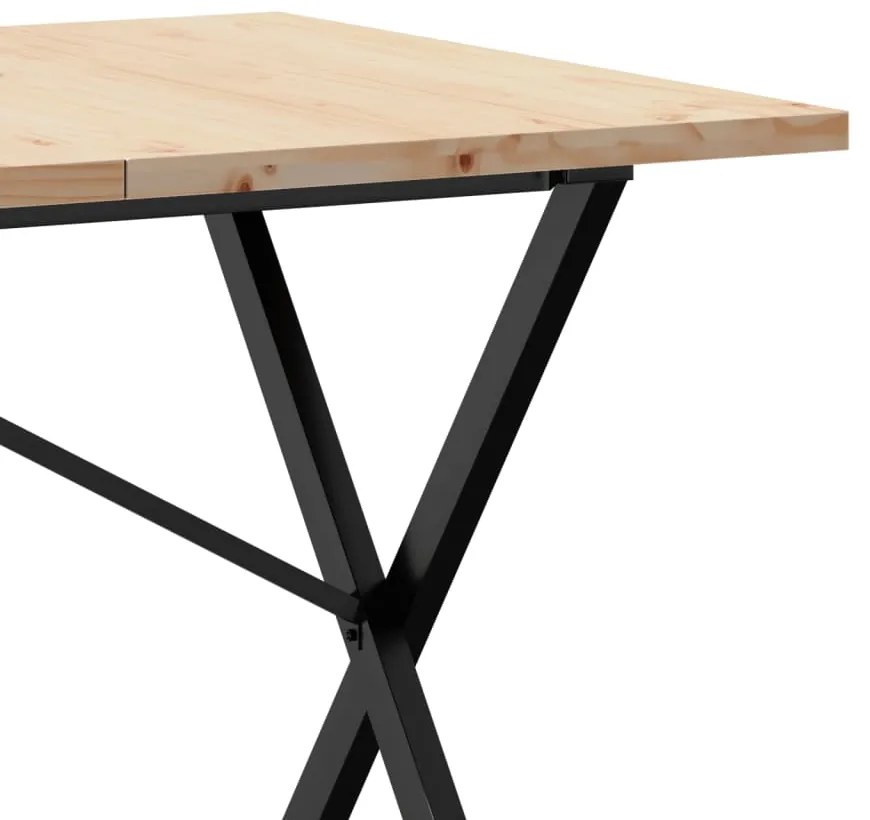 vidaXL Τραπέζι Τραπεζαρίας Πλαίσιο X Μασίφ Πεύκο/Ατσάλι