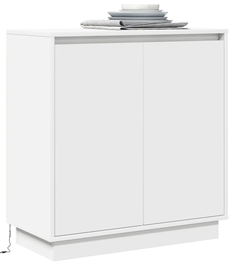 vidaXL LED Κομοδίνο Λευκό - 71x34,5x75 εκ., Φτιαγμένο από Επεξεργασμένο Ξύλο