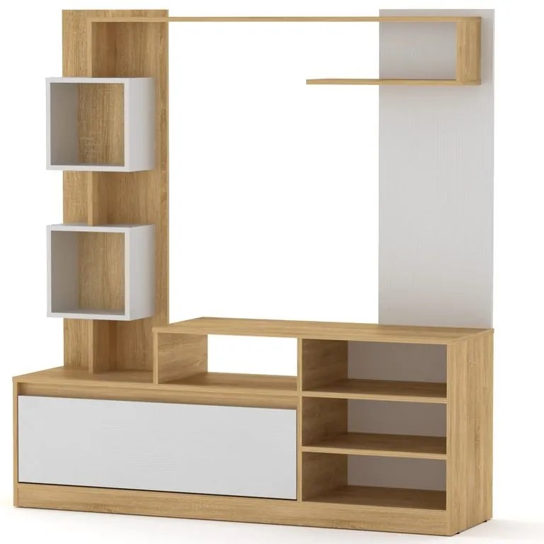 Σύνθετο σαλονιού Aiden pakoworld sonoma-λευκό 150x38.5x160εκ