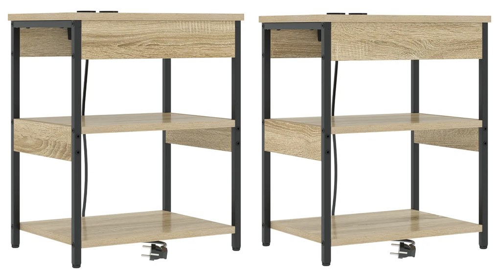 vidaXL Κουτιά Κρεβατοκάμαρας 2 pcs Sonoma Δρυς 41 x 31 x 51 εκ.