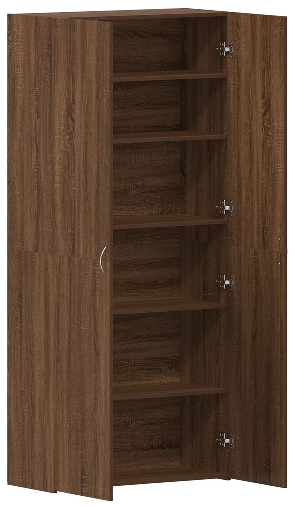 vidaXL Ντουλάπα Παπουτσιών Καφέ Δρυς 80x35,5x180 εκ. Κατασκευασμένο ξύλο