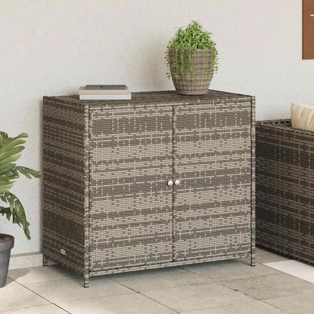 vidaXL Ντουλάπι Αποθήκευσης Κήπου Γκρι 83x45x76 εκ. από Συνθ. Ρατάν