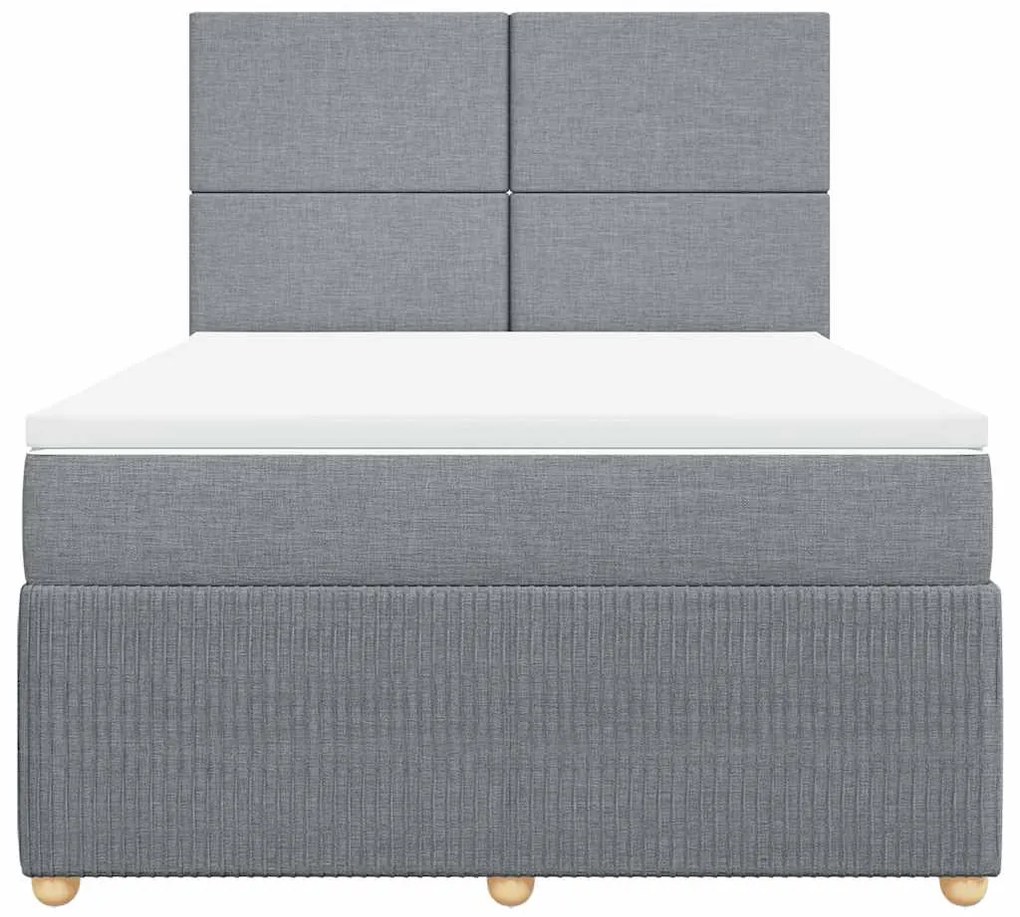 vidaXL Κρεβάτι Boxspring με Στρώμα Ανοιχτό Γκρι 140x200 εκ. Υφασμάτινο