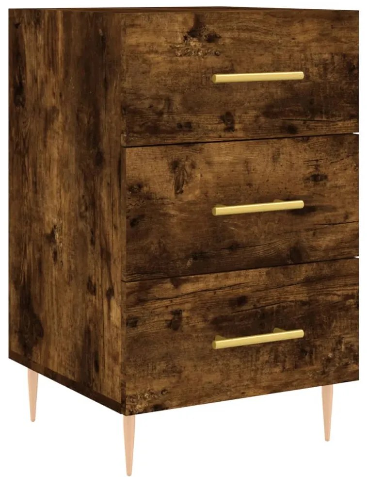 vidaXL Κομοδίνο Καπνιστή Δρυς 40 x 40 x 66 εκ. από Επεξεργασμένο Ξύλο