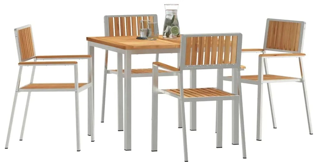 vidaXL Σετ Εξωτερικής Τραπέζης 5 pcs Καφέ Στερεό Ξύλο Τίκ