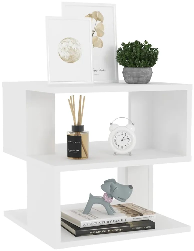 vidaXL Τραπέζι Βοηθητικό Λευκό 40 x 40 x 40 εκ. από Επεξ. Ξύλο