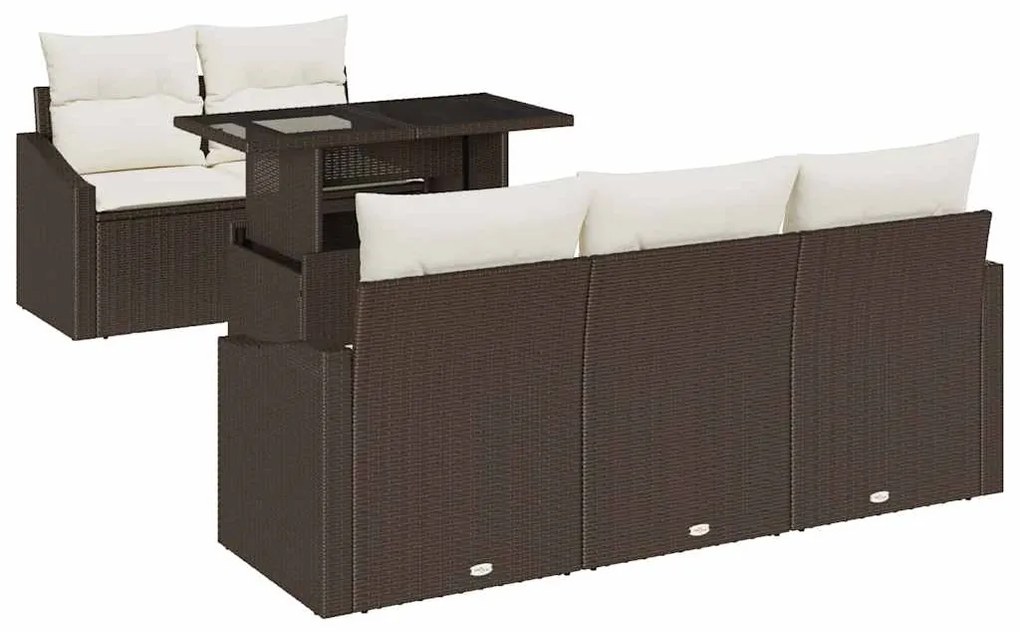 vidaXL Σετ Καναπέ Κήπου 6 pcs Καφέ και κρεμ 100 x 55 x 73 εκ
