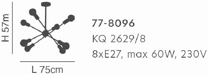 Φωτιστικό Οροφής KQ 2629/8 GWEN NICKEL PENDANT Δ4 - 77-8096 - 51W - 100W - 77-8096