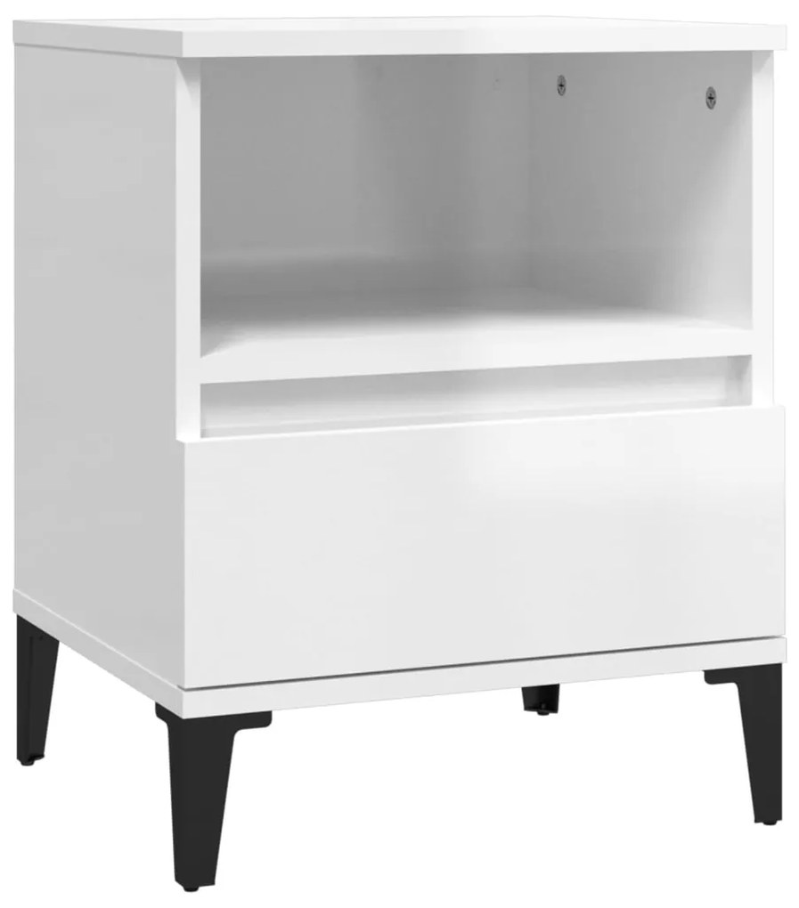 vidaXL Κομοδίνα 2 τεμ. Γυαλιστερό Λευκό 40 x 35 x 50 εκ.